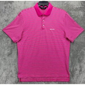 Polo Golf Ralph Lauren Mens Polo Shirt XL Hot Pink Striped Preppy Isleworth Logo